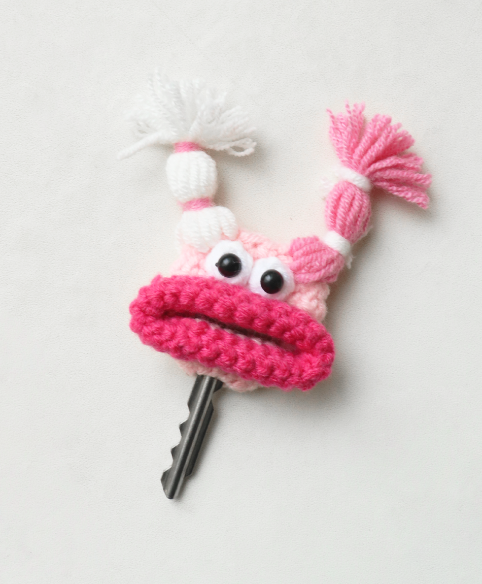 毛糸のキーカバー ツインテール