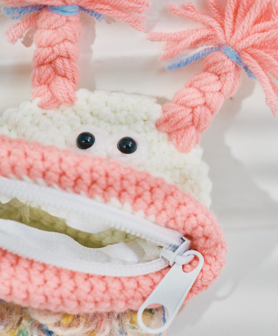 毛糸のマルチケース もじゃみ ピンク