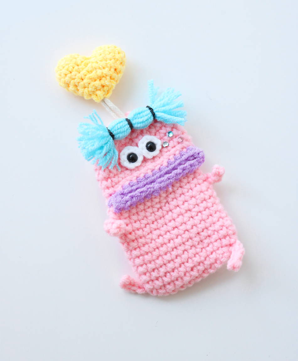 毛糸のキーケース センターワケ パステルピンク