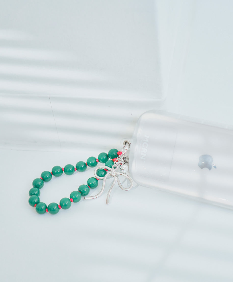 スマホストラップ ハートリボン フォンチャーム