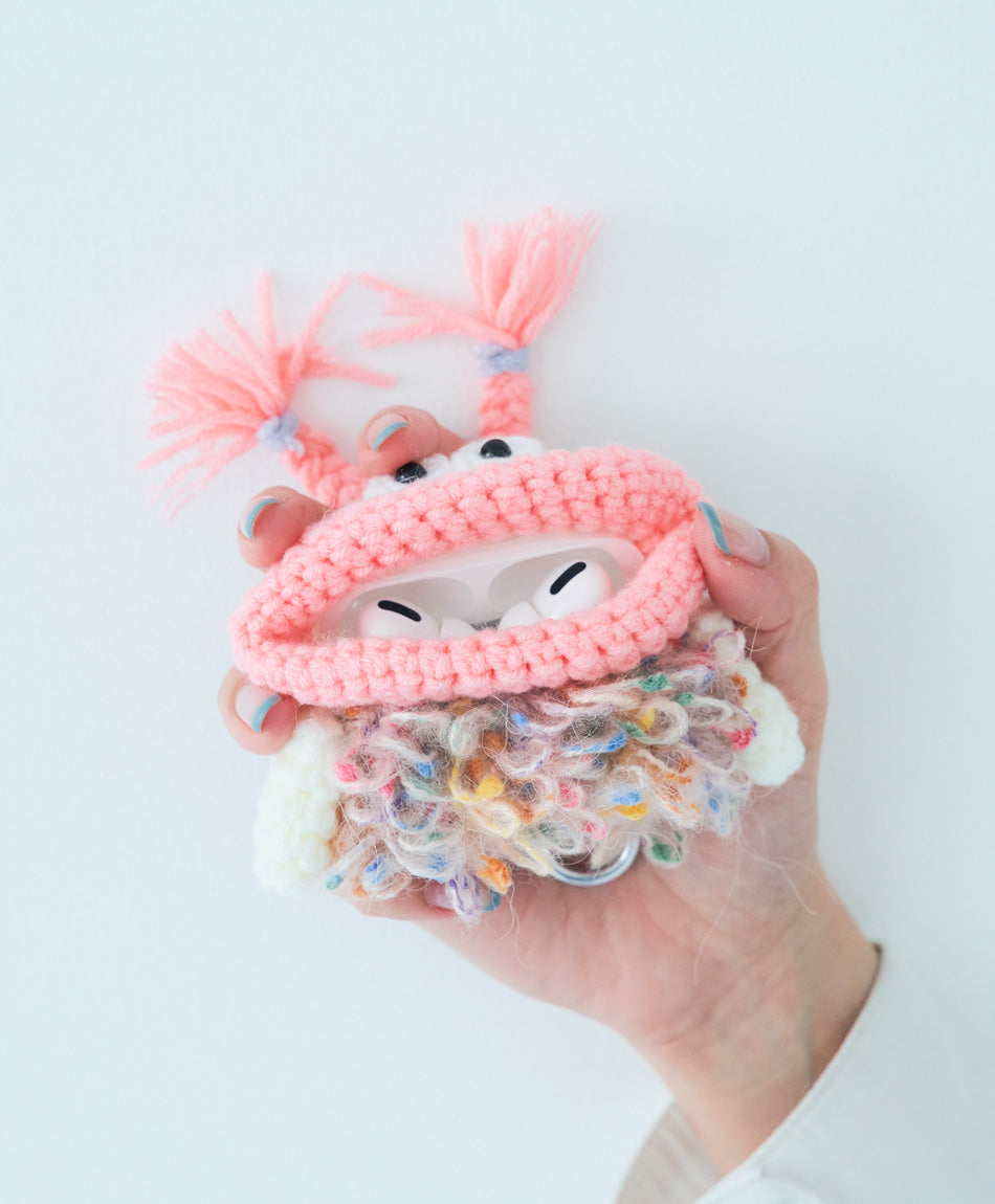 毛糸のエアポッズプロケース もじゃピンク (AirPods Pro第1/2世代)