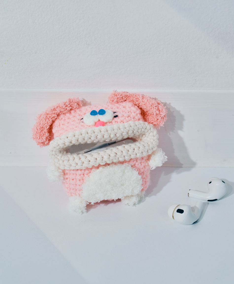 毛糸のエアポッズプロケース ウサギ (AirPods Pro第1/2世代)