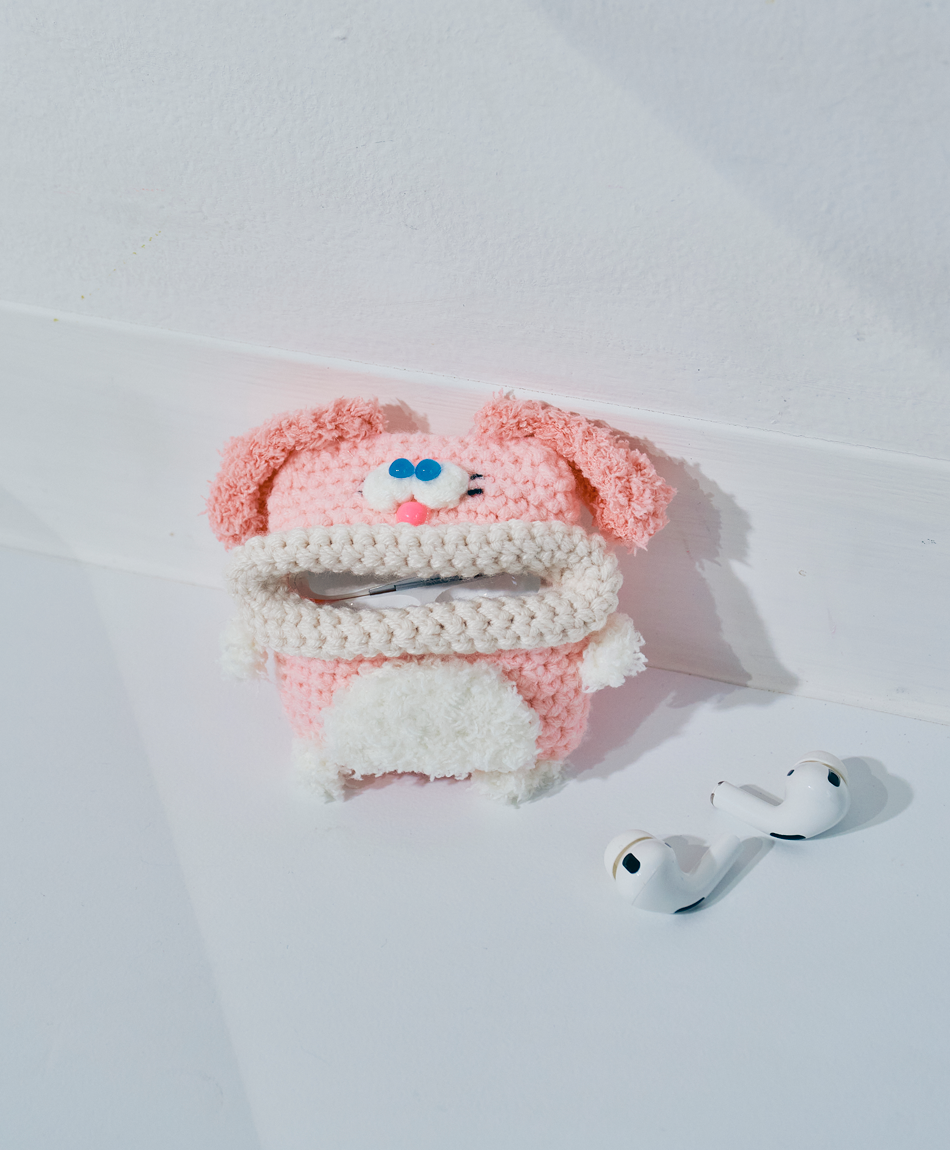 毛糸のエアポッズプロケース ウサギ (AirPods Pro第1/2世代)
