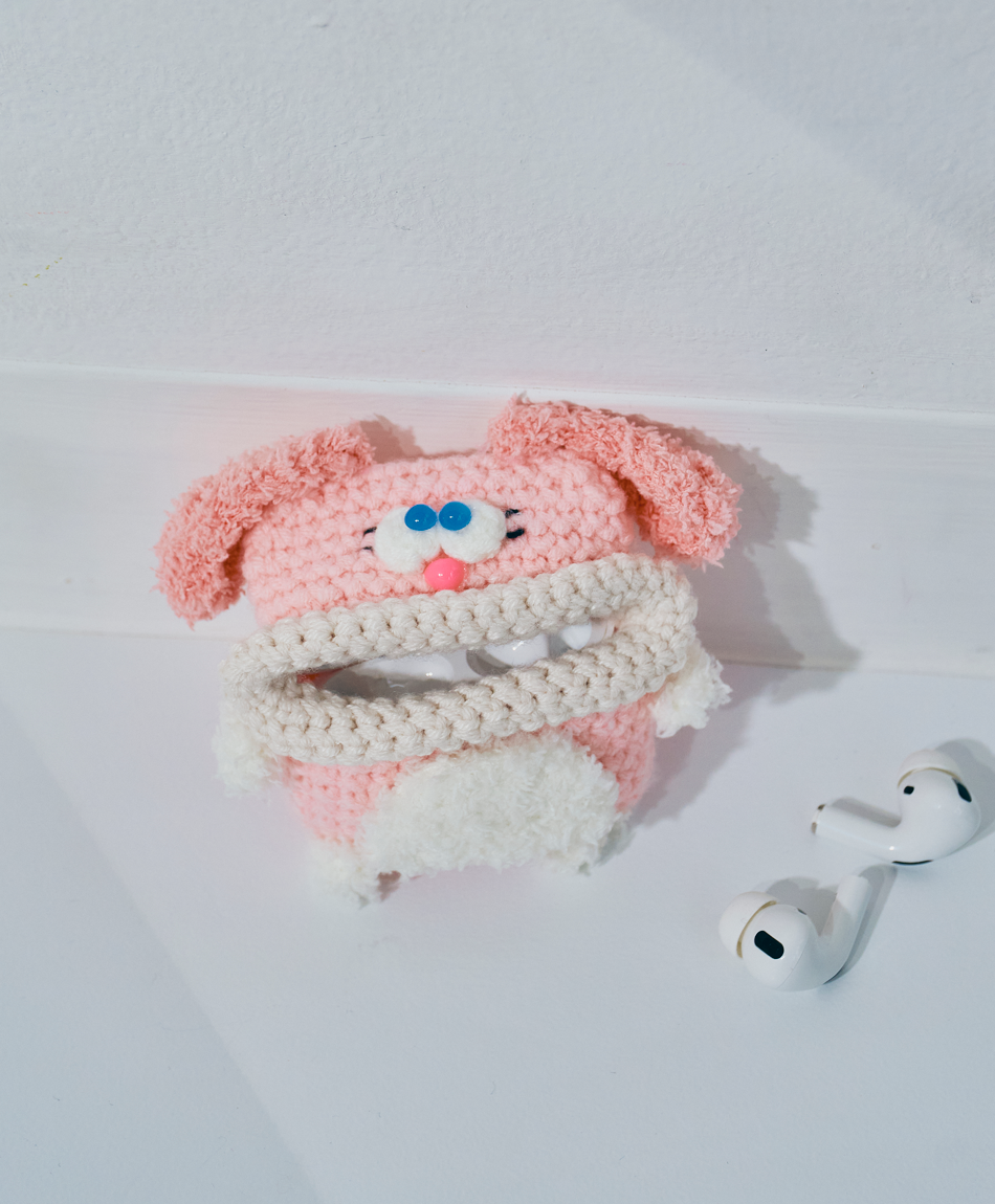 毛糸のエアポッズプロケース ウサギ (AirPods Pro第1/2世代)