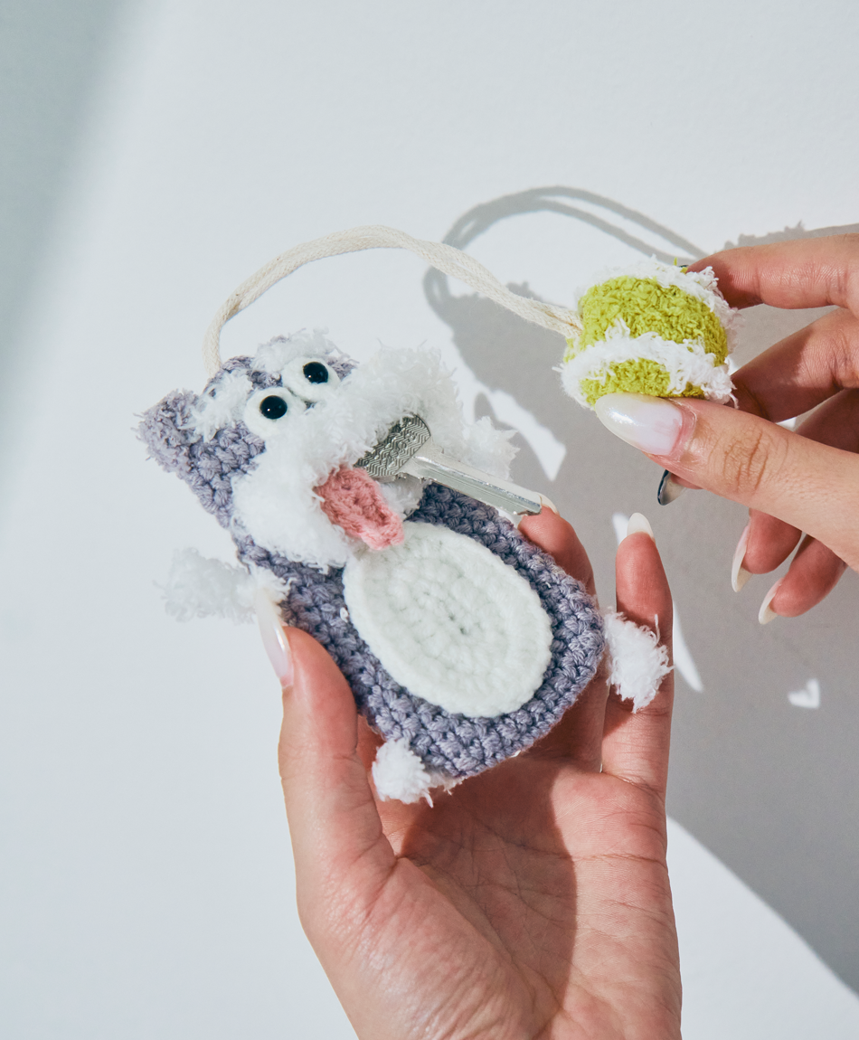 毛糸のキーケース イヌ