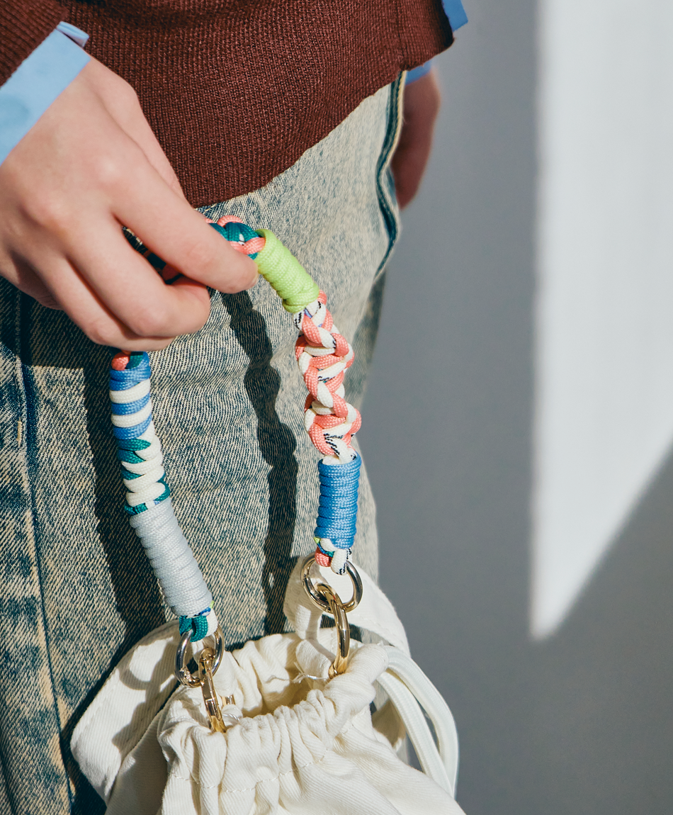 ソロモン編み ショートストラップ マルチカラー3