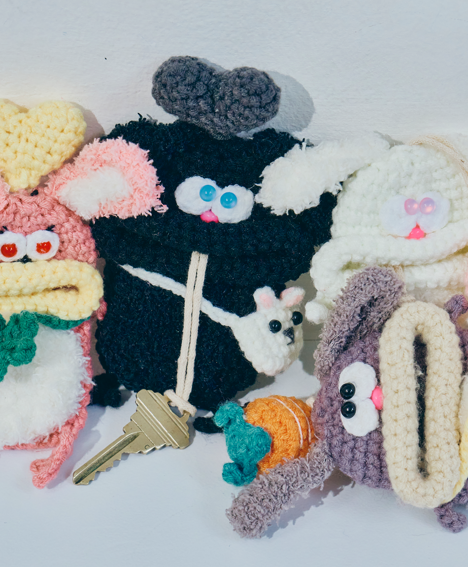 毛糸のキーケース うさぎ