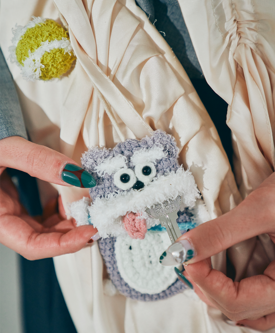 毛糸のキーケース イヌ