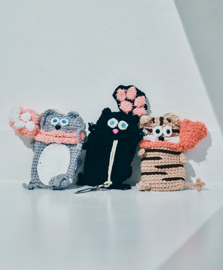 毛糸のキーケース ネコ