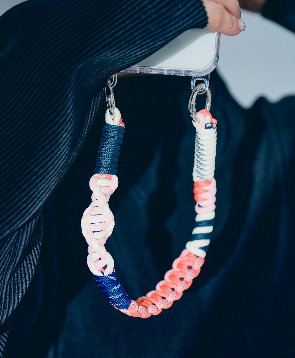 ソロモン編み ショートストラップ マルチカラー3