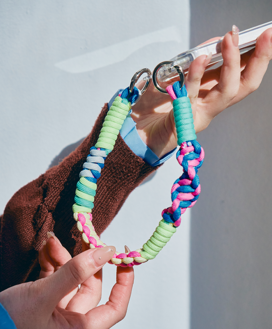 ソロモン編み ショートストラップ マルチカラー3