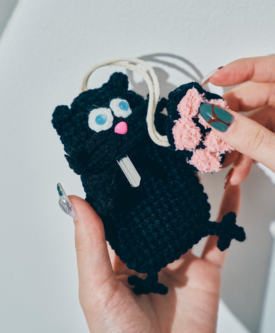 毛糸のキーケース ネコ