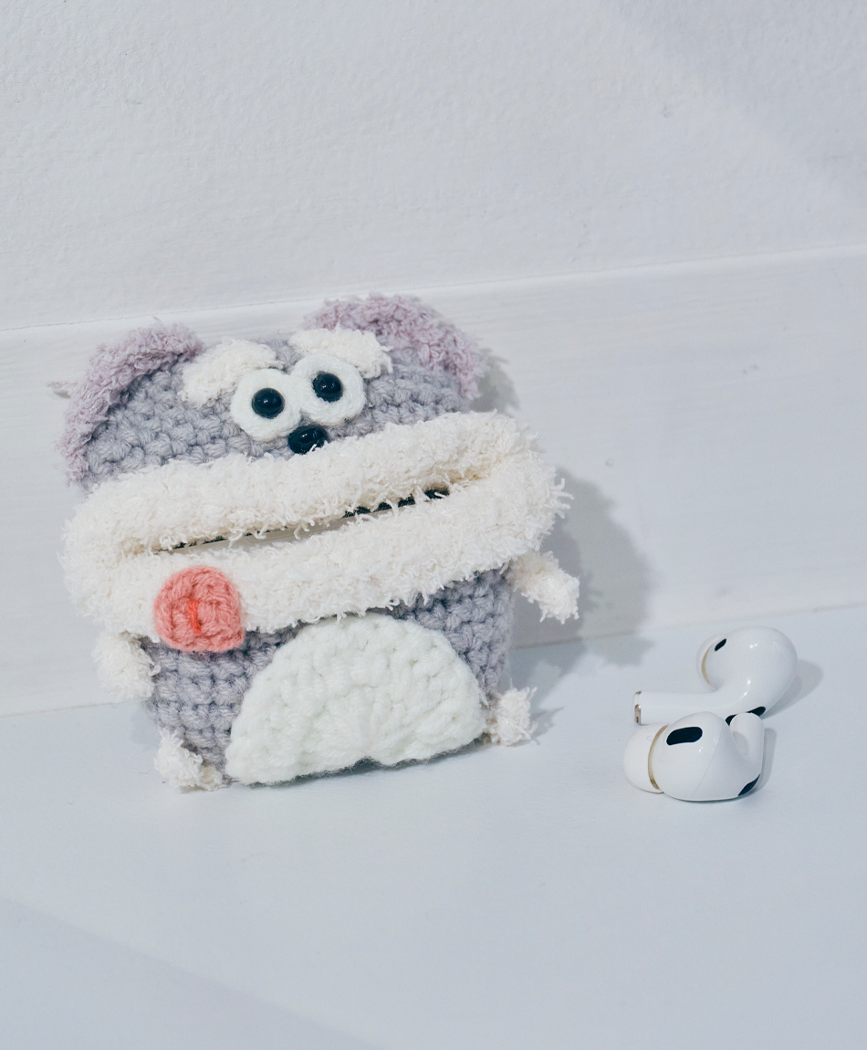 毛糸のエアポッズプロケース イヌ (AirPods Pro第1/2世代)