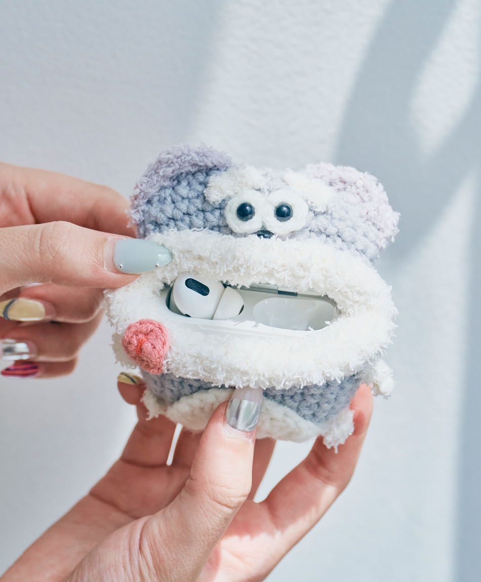 毛糸のエアポッズプロケース イヌ (AirPods Pro第1/2世代)