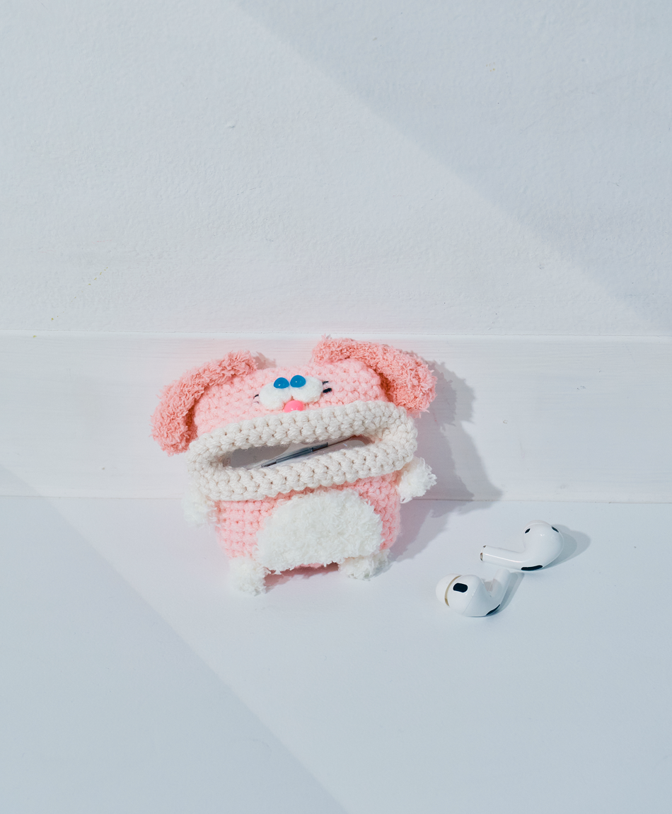 毛糸のエアポッズプロケース ウサギ (AirPods Pro第1/2世代)